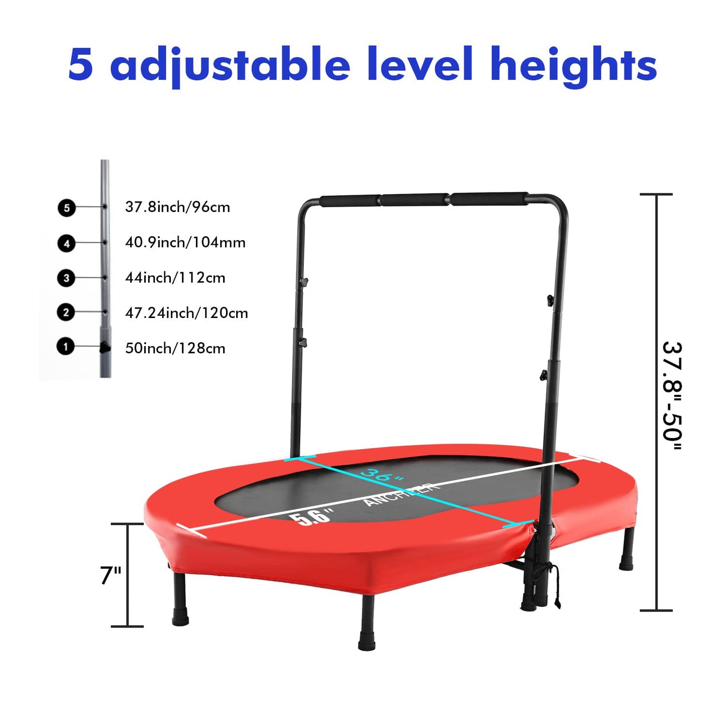 ANCHEER 56" Kids Trampoline with Adjustable Handle
