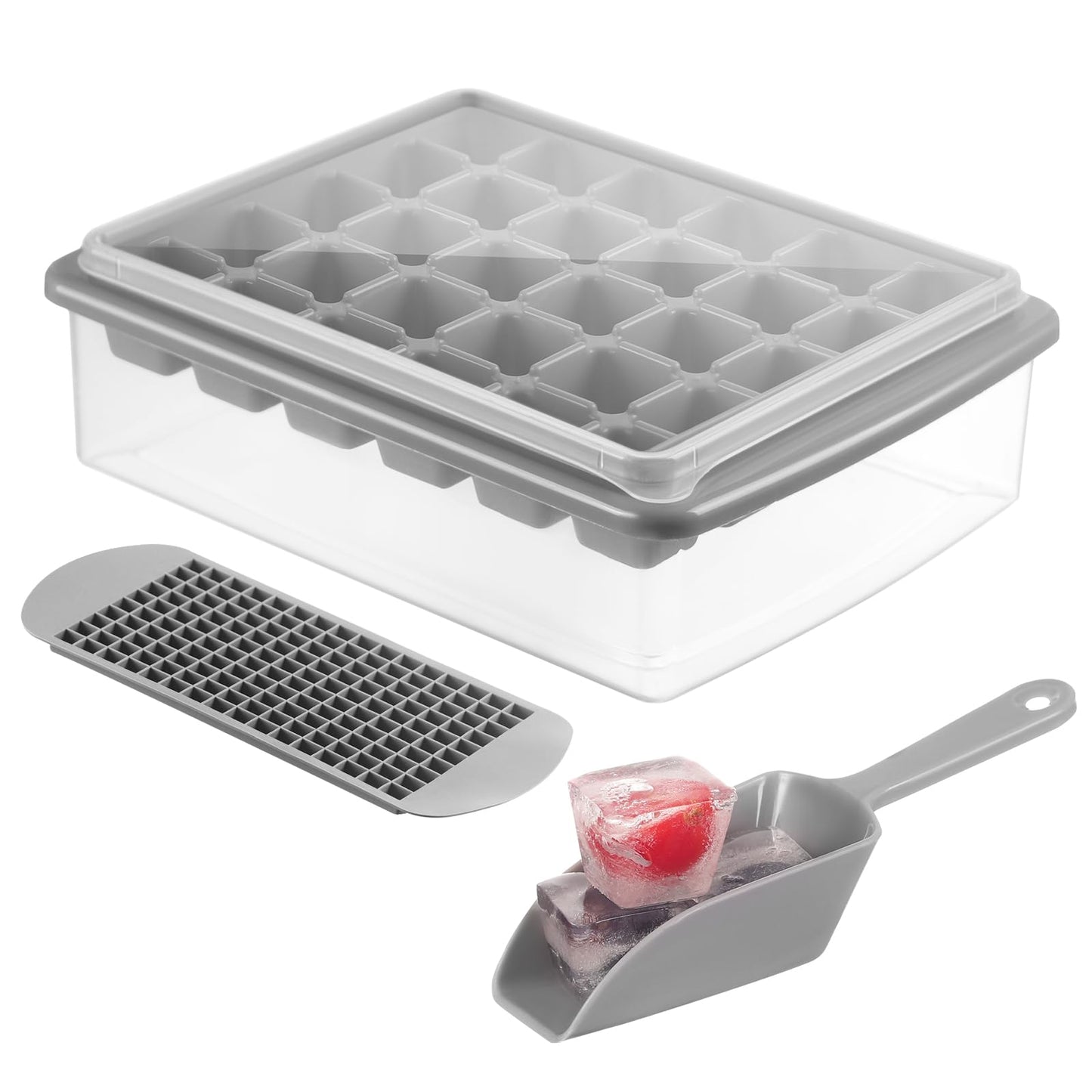 Ice Cube Tray Set with Lid and Scoop