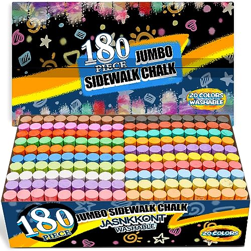180 Pack Washable Jumbo Sidewalk Chalk for Kids