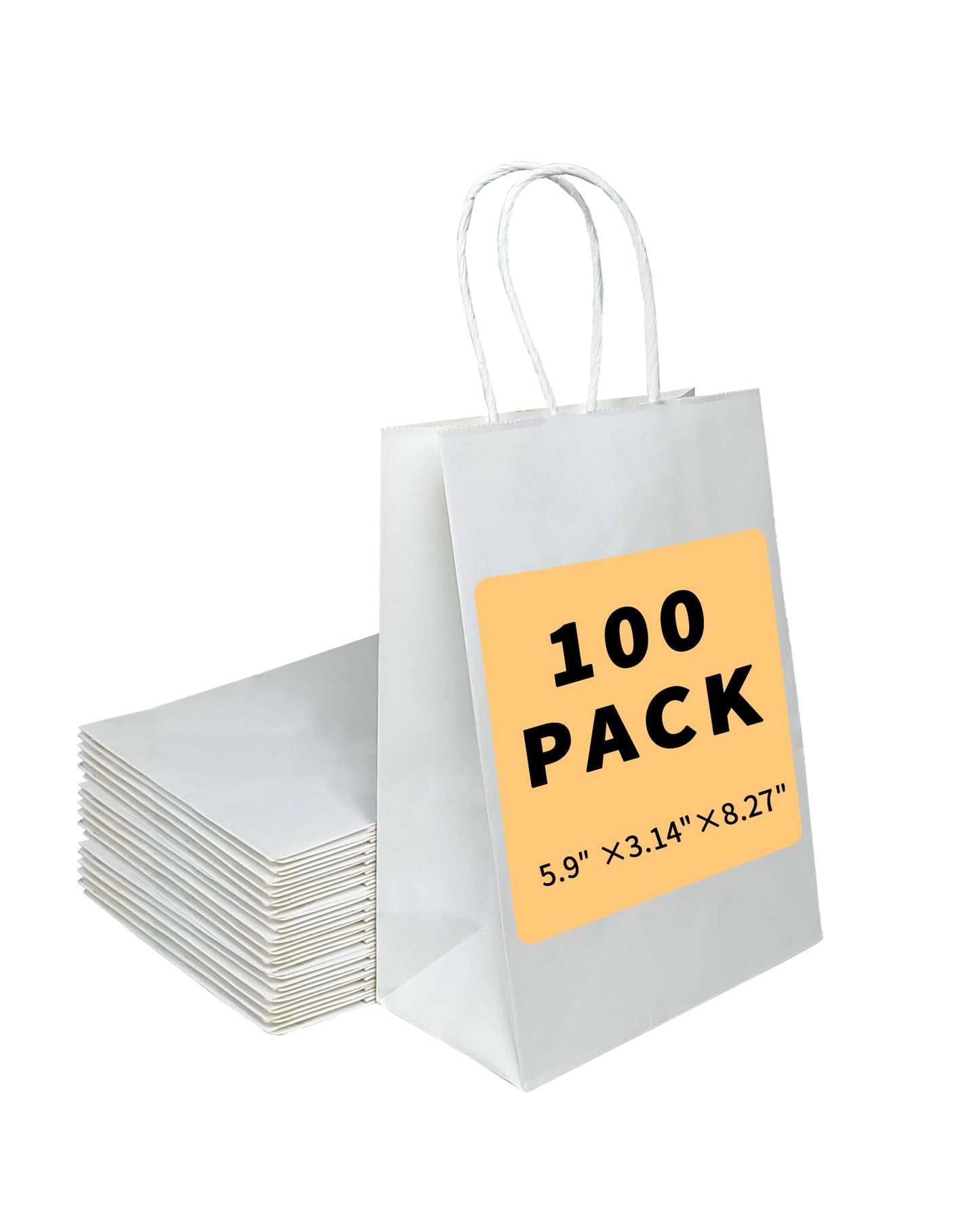 100 Pack Kraft Paper Gift Bags with Handles