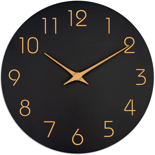 Mosewa Wall Clock 8 Inch Black Wall Clocks Battery Operated Silent Non-Ticking - Simple Minimalist Rose Gold Numbers Clock Decorative for Bedroom,Living Room, Kitchen,Home,Office