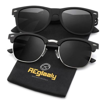 Reglaaly Sunglasses Men and Womens, Polarized Sunglasses for Men with UV Blocking, Black Wayfarer Mens Sun Glasses