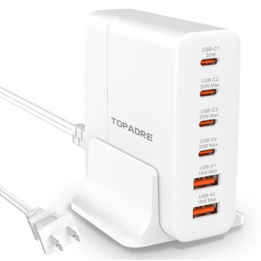 80W 6-Port USB C Fast Charger Station