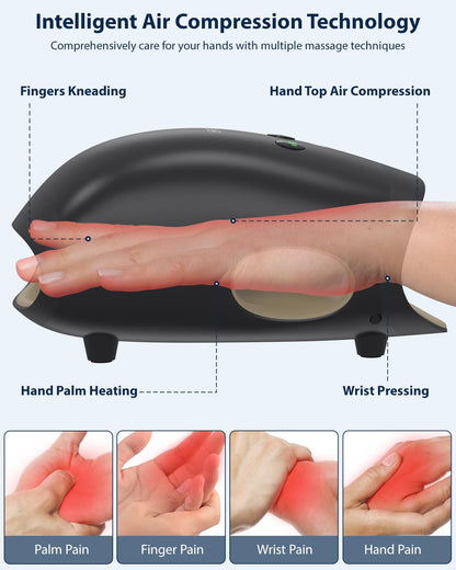 CINCOM Cordless Hand Massager with Heat and Compression