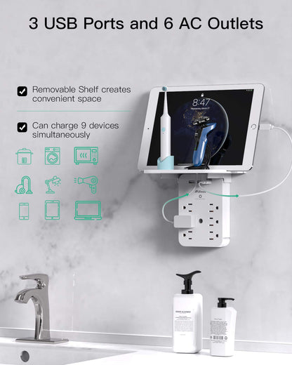 Wall Outlet Extender with USB & Surge Protection