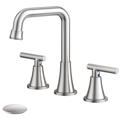 Widespread Bathroom Faucet with Drain Assembly