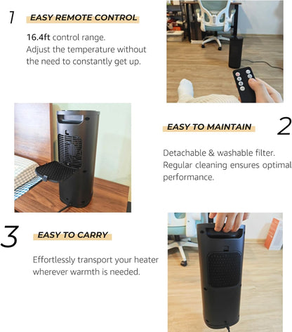 Portable Electric Space Heater with Remote Control