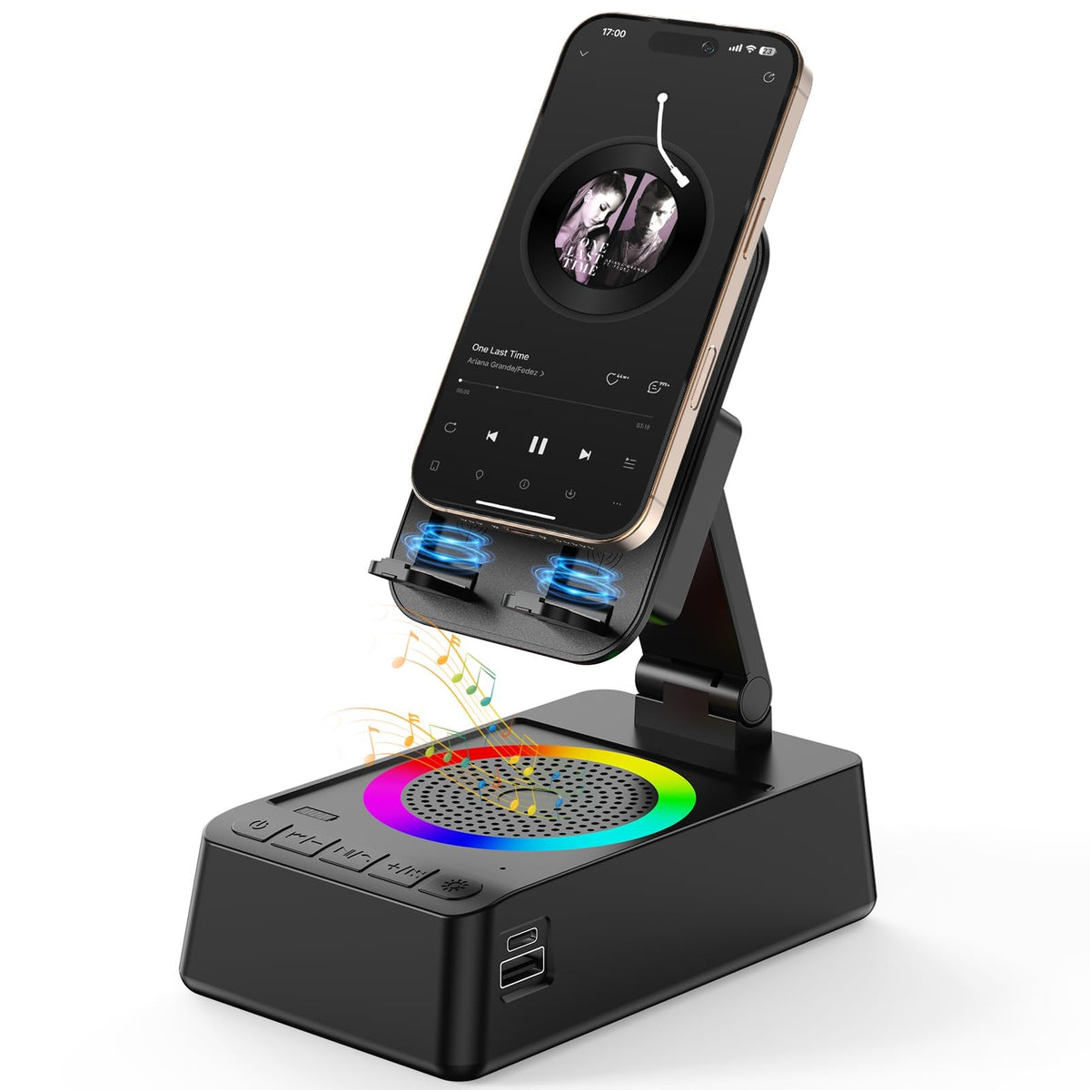 Wireless Induction Phone Stand with Bluetooth Speaker