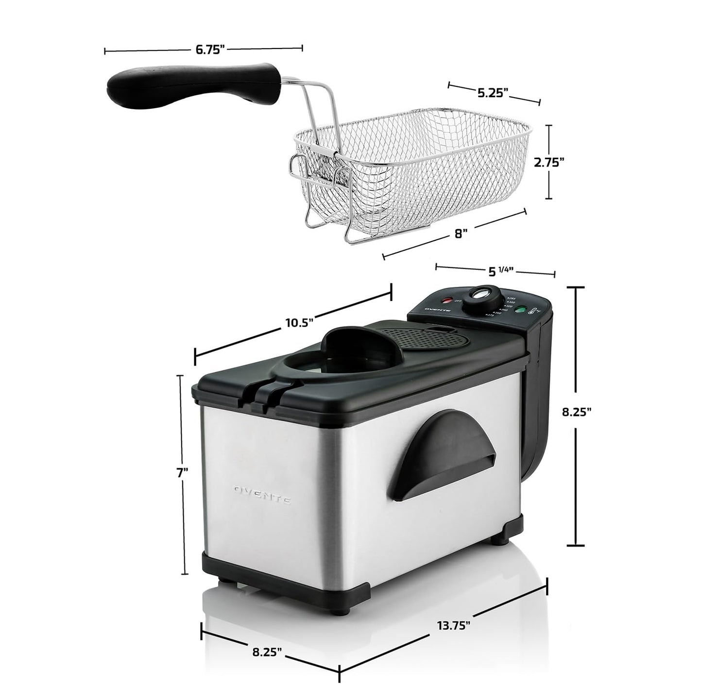 OVENTE 2L Electric Deep Fryer with Filter