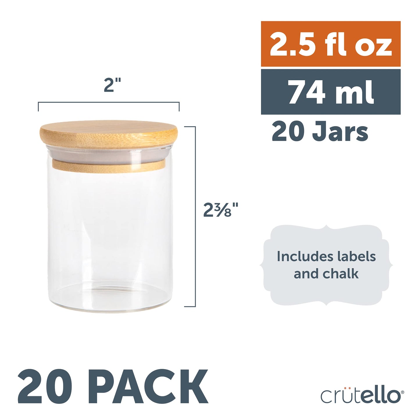 20 Pack Mini Glass Spice Jars with Lids