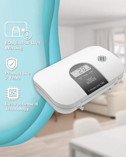 Ecoey 7-Year Battery Carbon Monoxide Detector Alarm