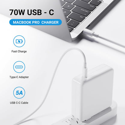 Mac Book Pro Charger - 70W USB C Charger, Original Quality Fast Charger Compatible with MacBook pro/Air, M1 M2 M3 M4, ipad Pro and All USBC Device,with a Storage Bag for Travel/School/Business Trip