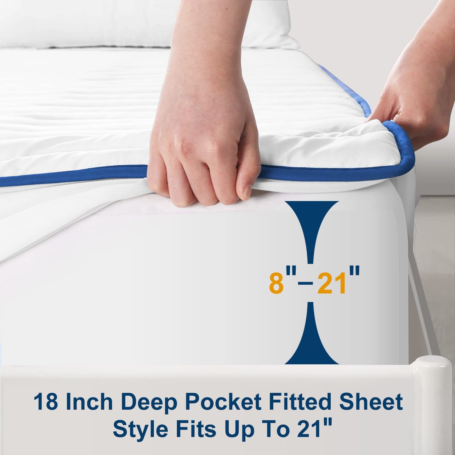 TEXARTIST Twin Mattress Pad Protector Waterproof Mattress Protector Quilted Fitted Mattress Cover Soft Breathable Noiseless, 8-21 inches Deep Pocket