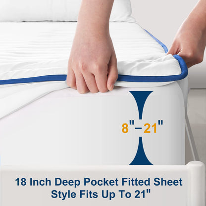 TEXARTIST Twin Mattress Pad Protector Waterproof Mattress Protector Quilted Fitted Mattress Cover Soft Breathable Noiseless, 8-21 inches Deep Pocket