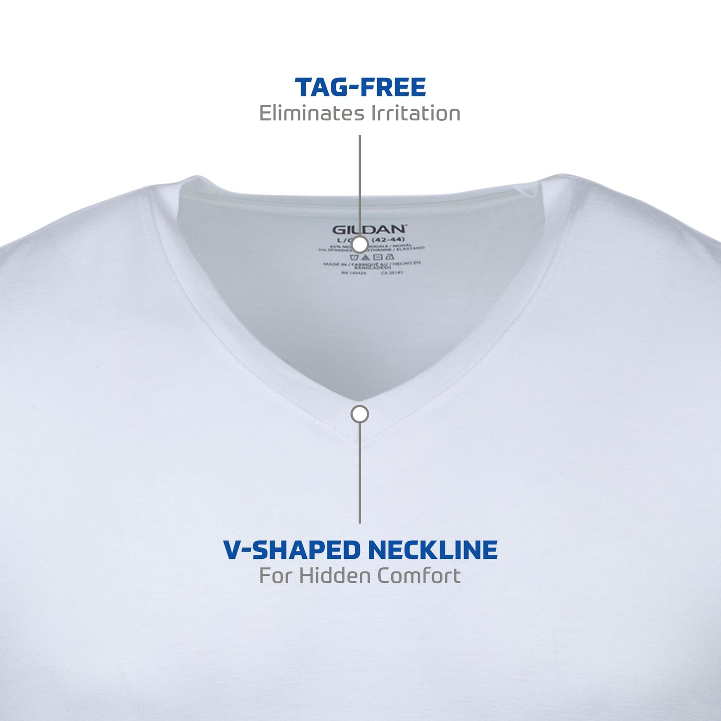 Gildan Men's V-Neck T-Shirts 6-Pack, White