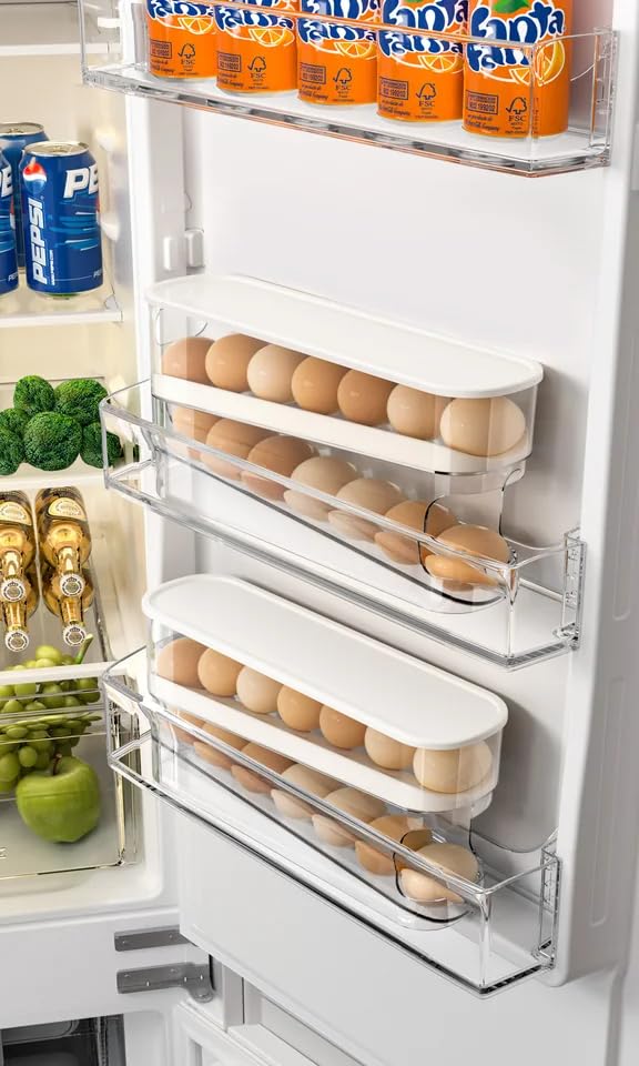RedRoko Egg Container for Refrigerator, Egg Holder Rolling Egg Holder for Refrigerator, Automatic 14 Count Egg Dispenser for Refrigerator, Egg Organizer Container