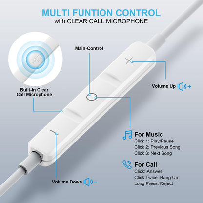 USB C Headphones for Samsung S24 S23 S22, Type C Earbuds with Microphone HIFI Stereo Volume Control Ear Buds Compatible for iPhone 15 Pro Max Pixel 8 7 6 OnePlus 10