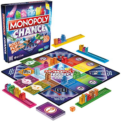 Hasbro Gaming Monopoly Chance Board Game for Adults and Kids | Fast-Paced Family Party Game | Ages 8+ | 2-4 Players | 20 Mins. Average