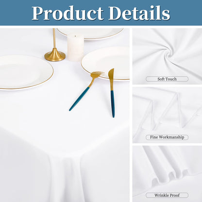 6 Pack White Polyester Tablecloth 60 x 126 inch Rectangle Table Cloth for 8 Feet Rectangle Tables,Stain and Wrinkle Resistant Washable Polyester Table Cover for Wedding Parties Banquet Kitchen