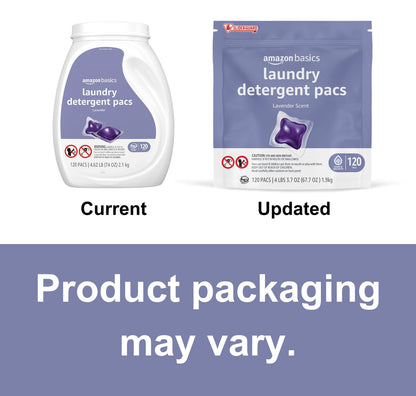 Amazon Basics Lavender Laundry Detergent Pacs, 120 Count