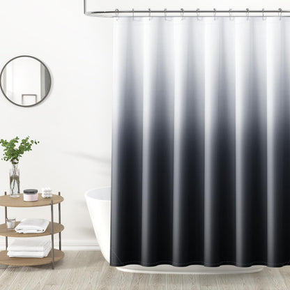 OLANLY Luxury Shower Curtain, Black Ombre Shower Curtain Sets with 12 Shower Curtain Hooks, Waterproof & Washable Black and White Shower Curtains for Bathroom, 72x72 Inches