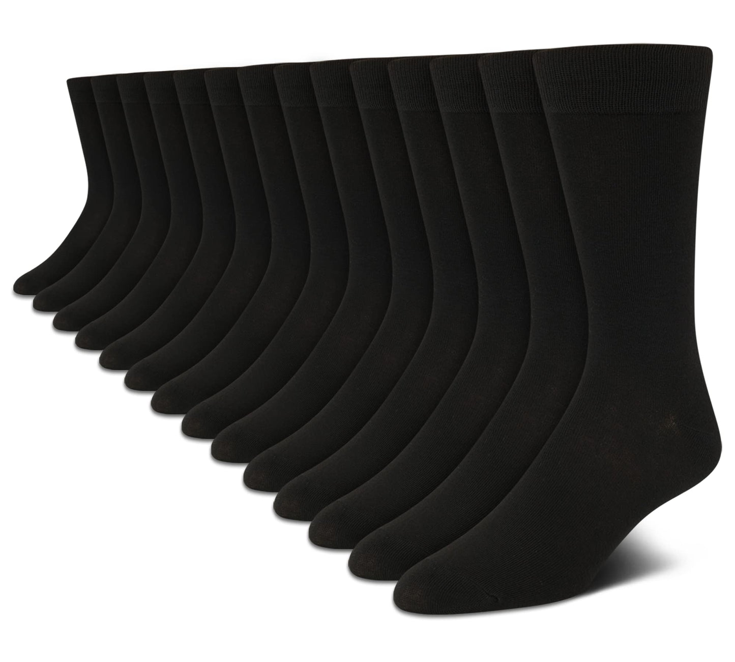 Van Heusen Men's Dress Socks - 14 Pack Smooth Toe Seam Mid-Calf Stay Up Cuff Crew Socks - Dress Socks for Men (6-12.5), Size 6-12.5, Black