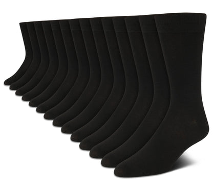 Van Heusen Men's Dress Socks - 14 Pack Smooth Toe Seam Mid-Calf Stay Up Cuff Crew Socks - Dress Socks for Men (6-12.5), Size 6-12.5, Black