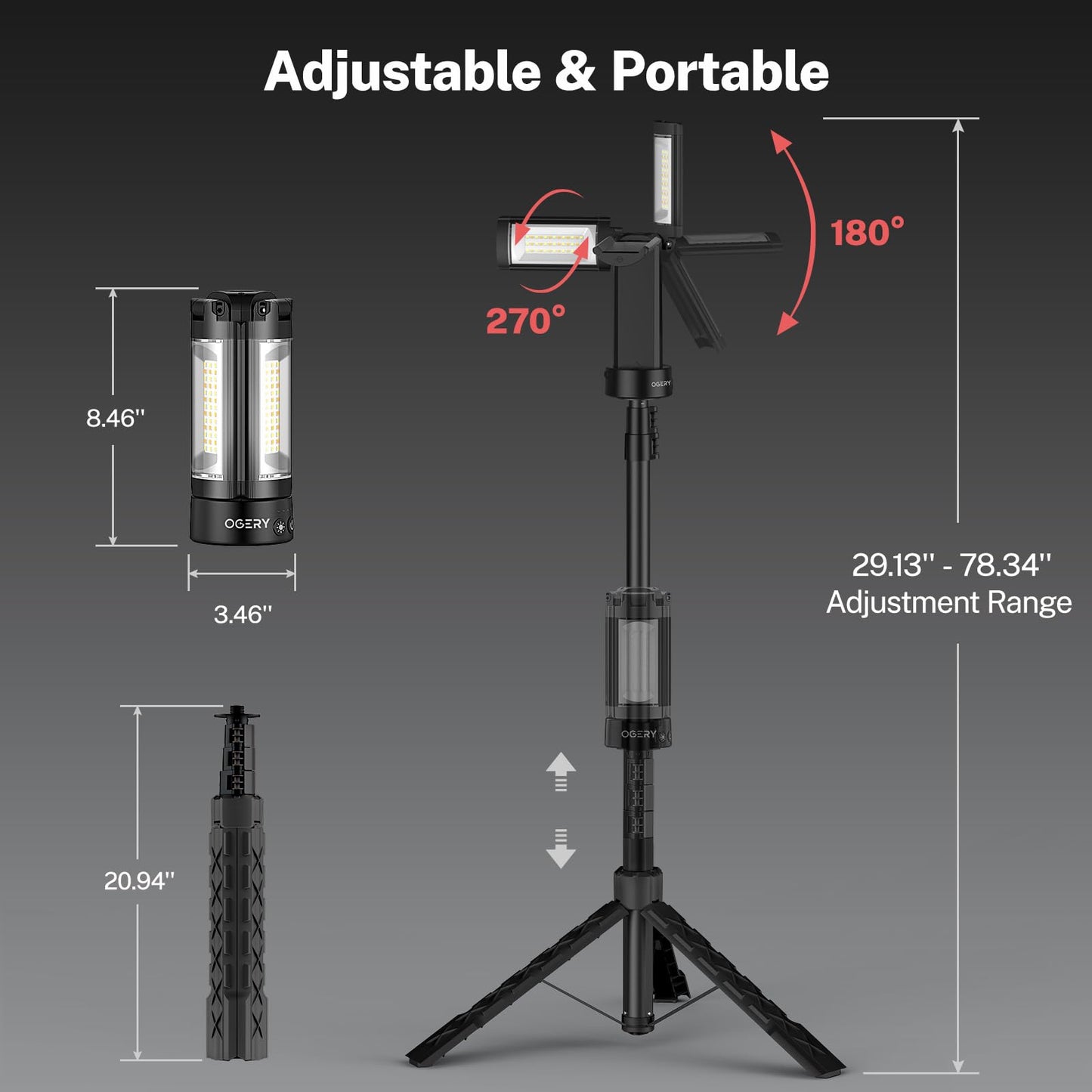 OGERY 10000mAh Rechargeable Camping Light with Stand