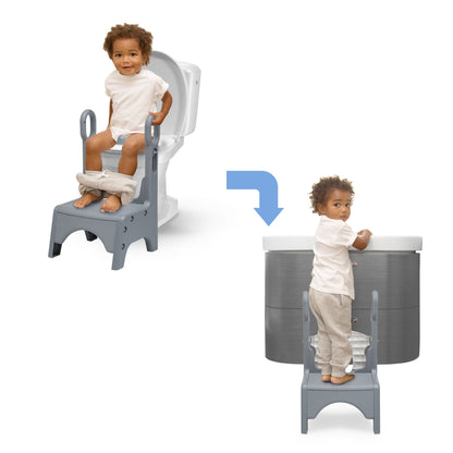 Delta Children Little Jon-EE Adjustable Potty Seat and Step Stool, White/Grey