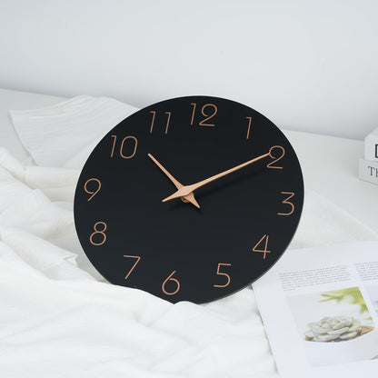 Mosewa Wall Clock 8 Inch Black Wall Clocks Battery Operated Silent Non-Ticking - Simple Minimalist Rose Gold Numbers Clock Decorative for Bedroom,Living Room, Kitchen,Home,Office