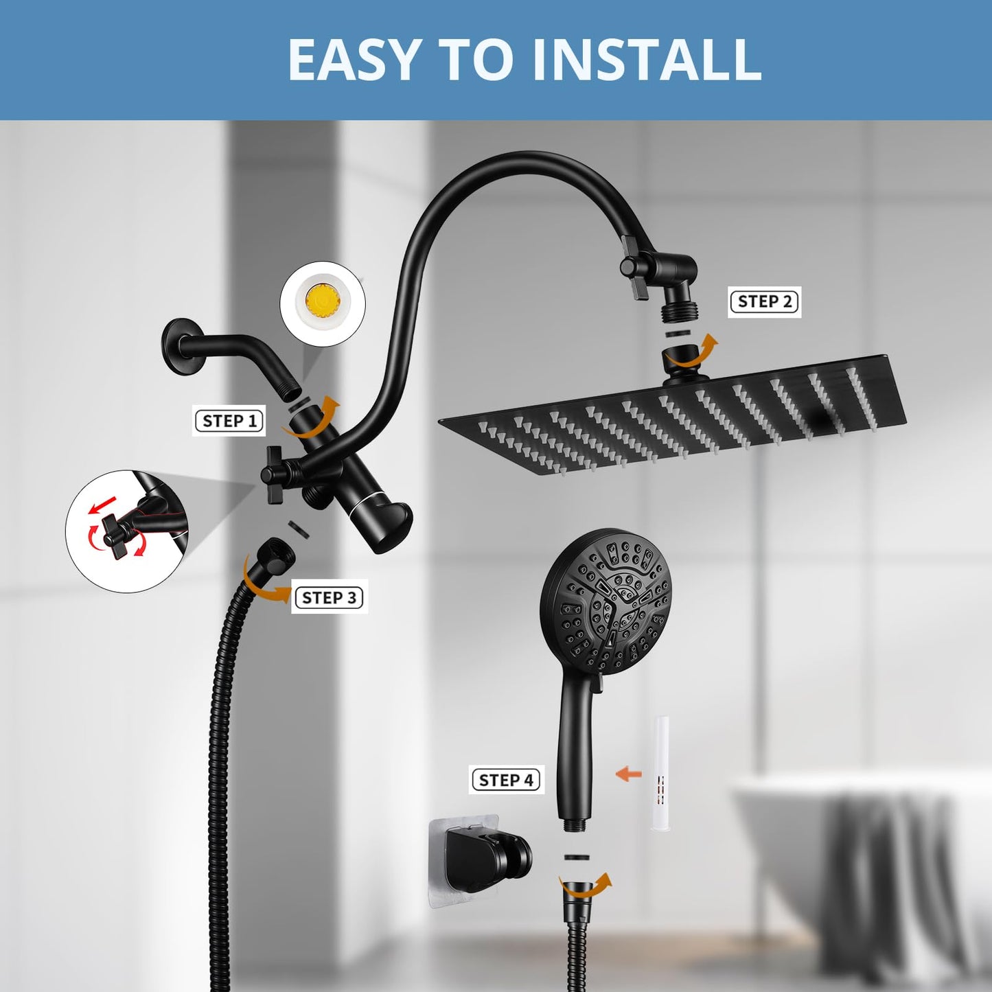 Rain Shower Head with Handheld Spray Combo