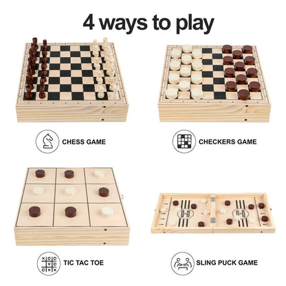 Inscape Data Fast Sling Puck Game Paced, Table Desktop Battle,Winner Board Games Toys for Adults Parent-Child Interactive Chess Toy Board Table Game (Large-Foldable)