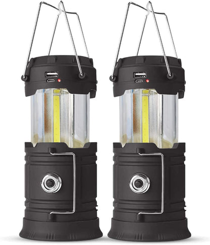 2 Pack Solar Rechargeable LED Camping Lanterns
