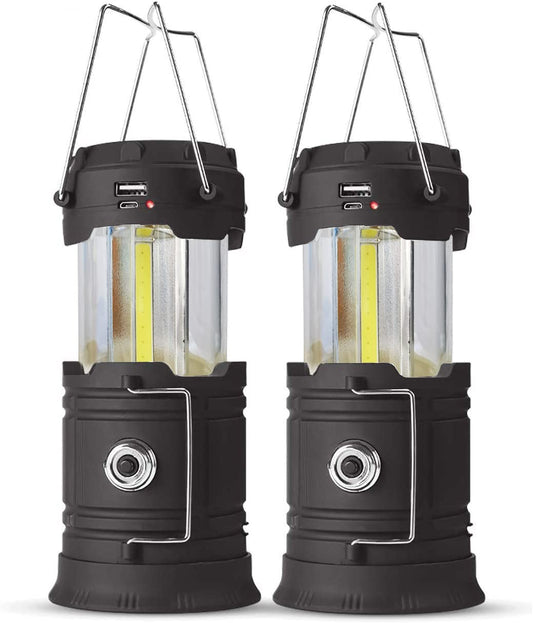 2 Pack Solar Rechargeable LED Camping Lanterns