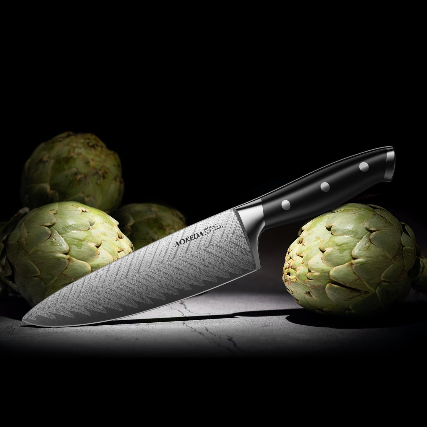 AOKEDA Chef Knife, 8 Inch Professional Kitchen Knife Made of German High Carbon Stainless Steel with Ergonomic Handle
