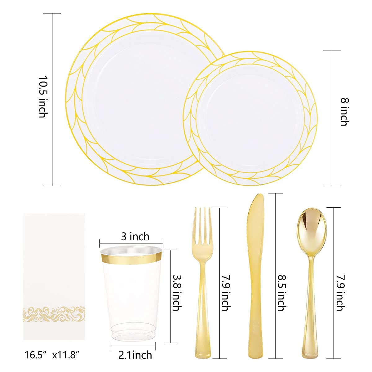175 pcs Disposable Party Plates and Silverware Set