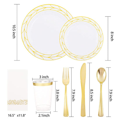 175 pcs Disposable Party Plates and Silverware Set