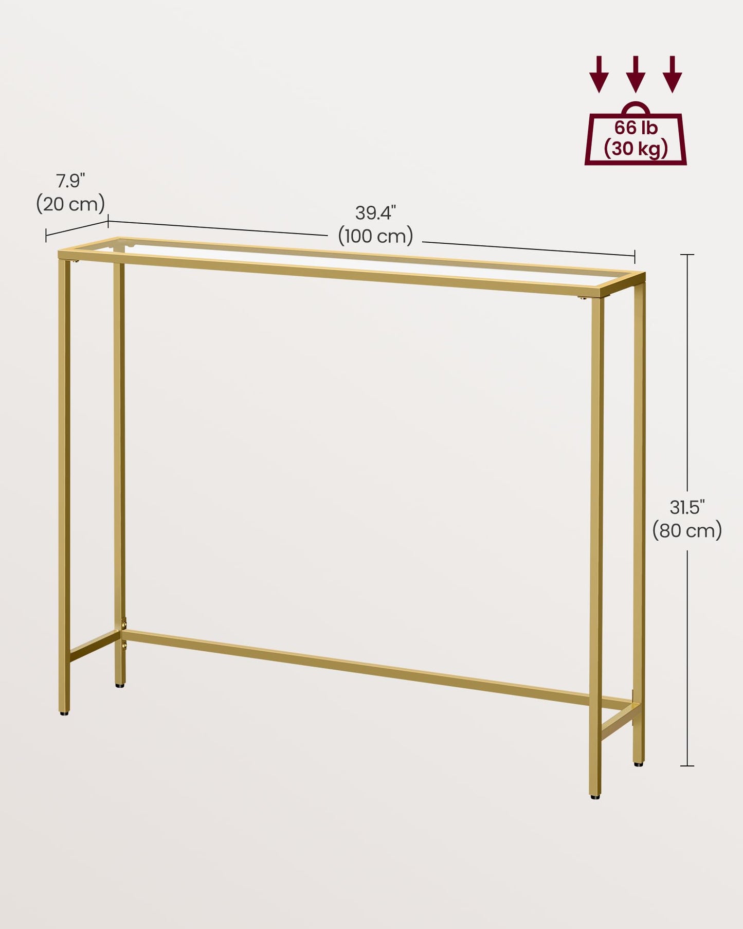 VASAGLE Modern Entryway Console Table with Glass Top
