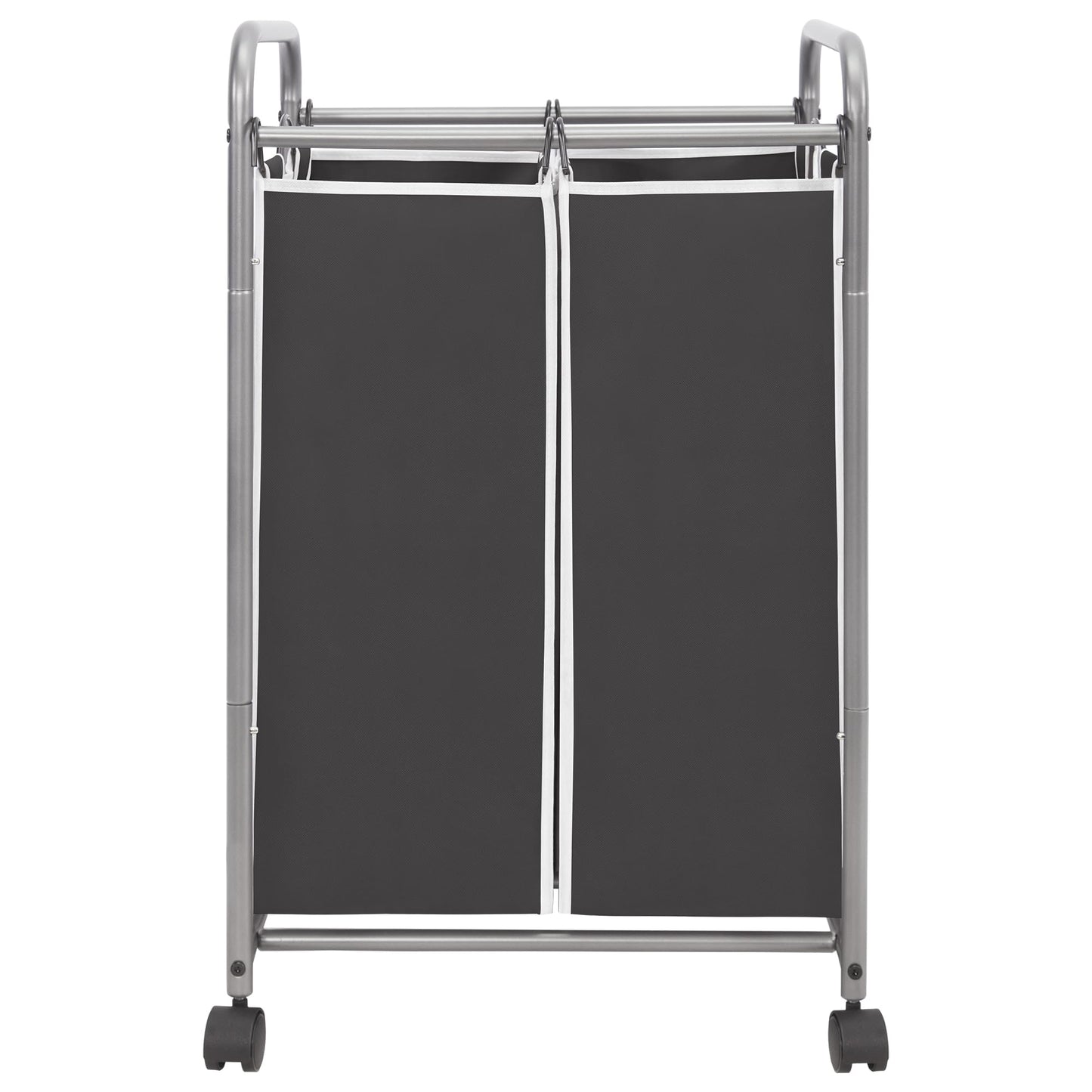 STO STO Laundry Sorter 2 Section, 2 Bag Laundry Hamper, Rolling Laundry Cart, Laundry Basket with Heavy Duty Lockable Wheels and Removable Bag for Clothes Storage, Black