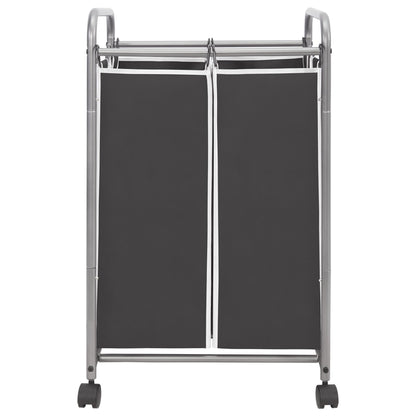 STO STO Laundry Sorter 2 Section, 2 Bag Laundry Hamper, Rolling Laundry Cart, Laundry Basket with Heavy Duty Lockable Wheels and Removable Bag for Clothes Storage, Black