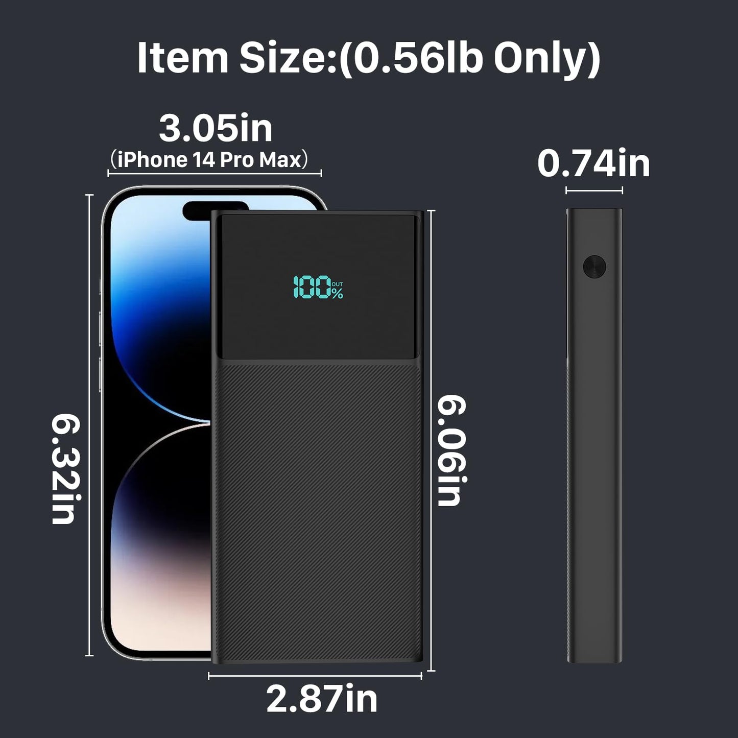 Portable 13000mAh Power Bank with Built-in Cables