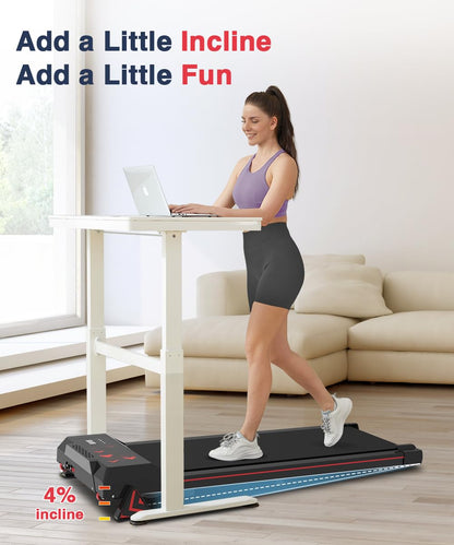 Redliro Walking Pad with Incline, Under Desk Treadmill for Home, Compact Walking Pad for Small Space, Portable Treadmill with Remote Control & Free Installation (Black)