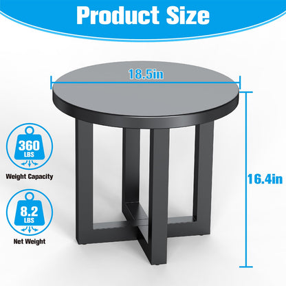 Round Metal Patio End Table, 2-Tier Design