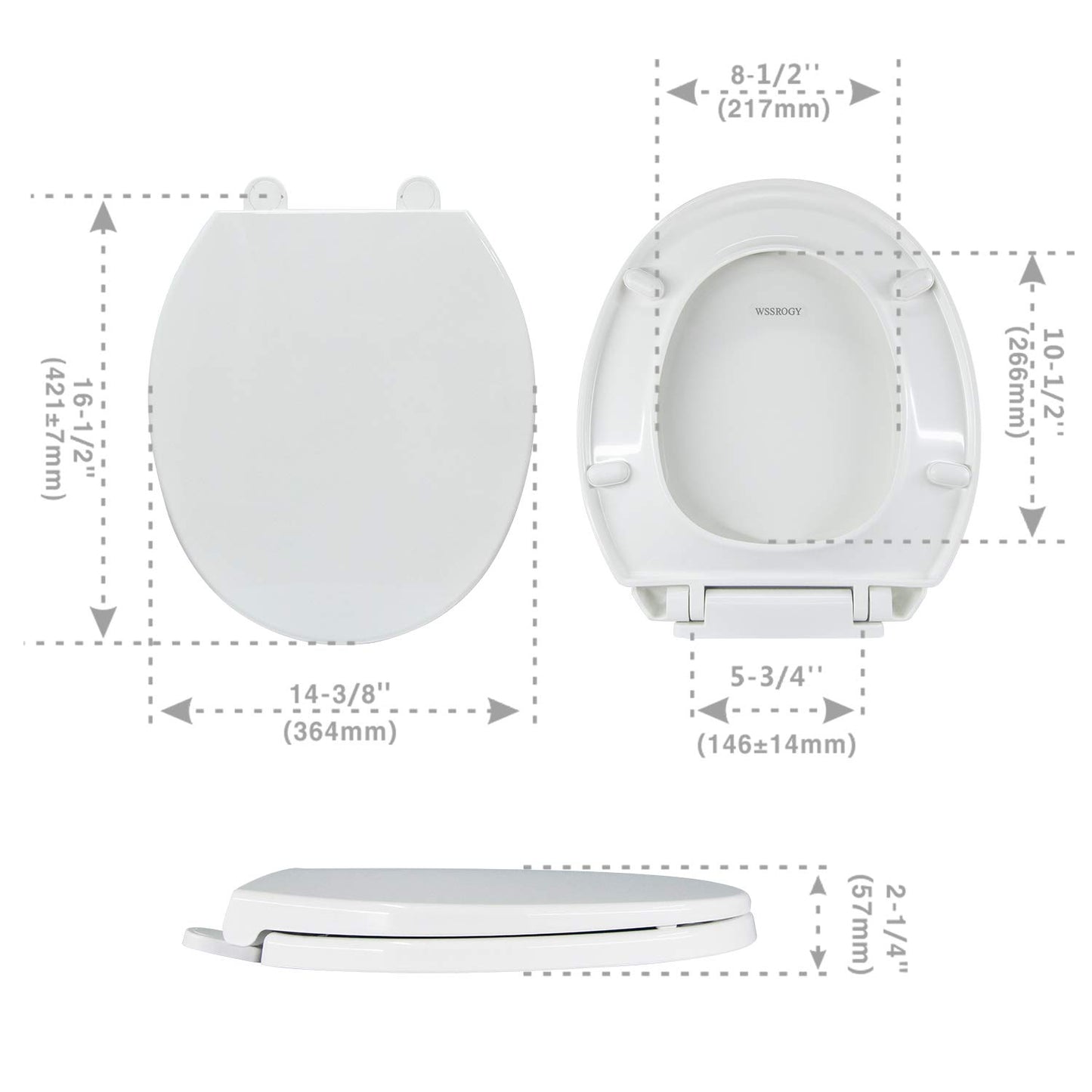 Round Quiet-Close Toilet Seat with Non-Slip Bumpers