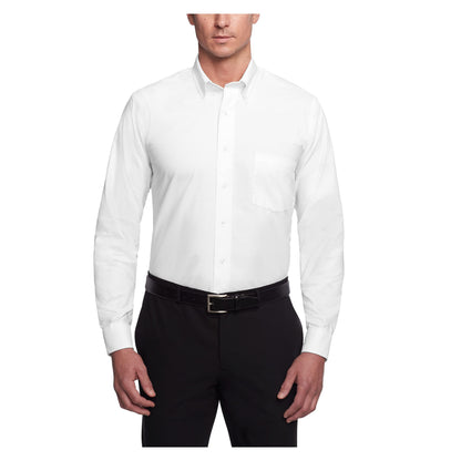 Van Heusen Men's Dress Shirt Regular Fit Oxford Solid, White, 16.5"-17" Neck 34"-35" Sleeve