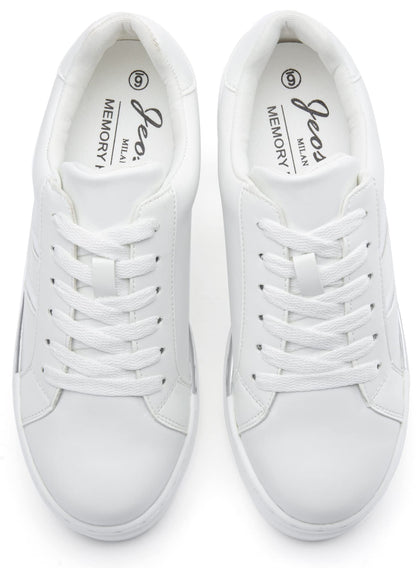 Jeossy Women's Chunky White Sneakers with Arch Support