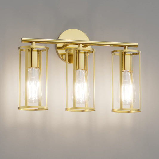 Gold 3-Light Farmhouse Bathroom Wall Fixture