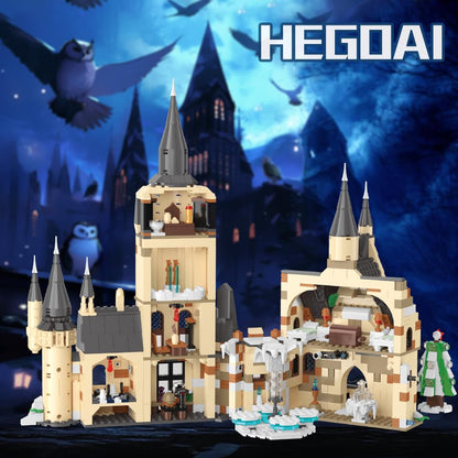 HEGOAI City Clock Tower Building Toy Set for Movie Fans Boys Kids Aged 8-14, Middle Ages Castle Model for Adult, 1231 Pieces Mini Bricks