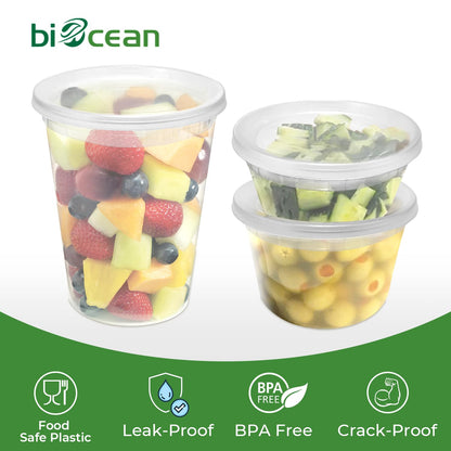 Airtight 32 Oz Deli Containers with Lids - 24 Set