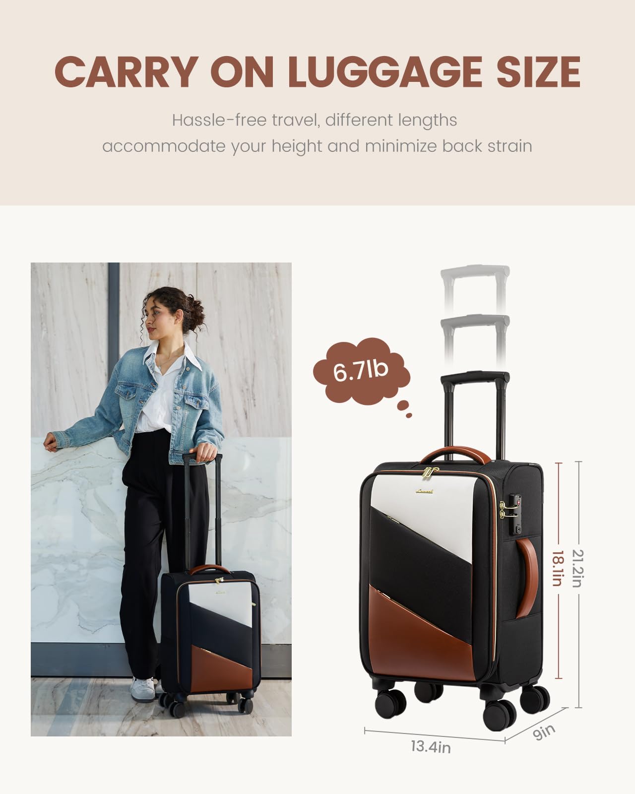LOVEVOOK 20-Inch Carry On Luggage with Spinner Wheels